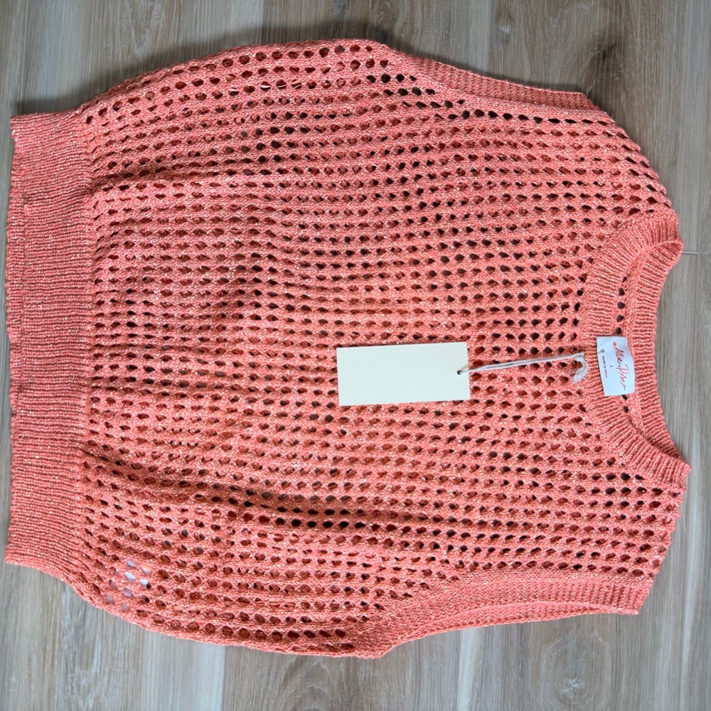 Allie Rose Peach Gold Metallic Sweater Vest size large